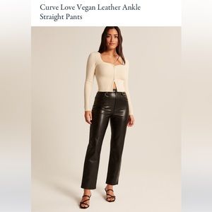 Abercrombie curve love vegan leather ankle straight pants size 28